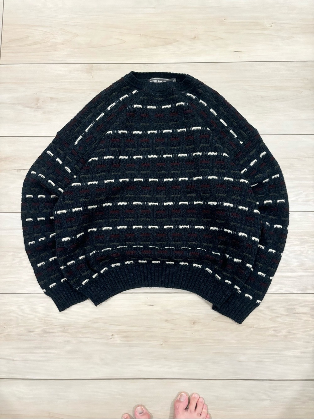 David Taylor Vintage 90s outdoors argyle print knitted men’s crewneck sweater